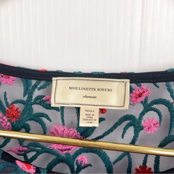 Moulinette Soeurs embroidwered Mesh Knee-Length Dresses Small - Picture 6 of 7